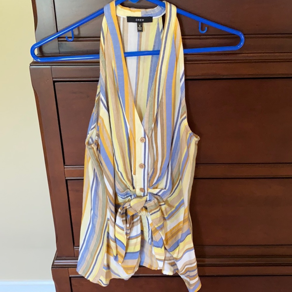 Drew sleeveless button down shirt with tie front